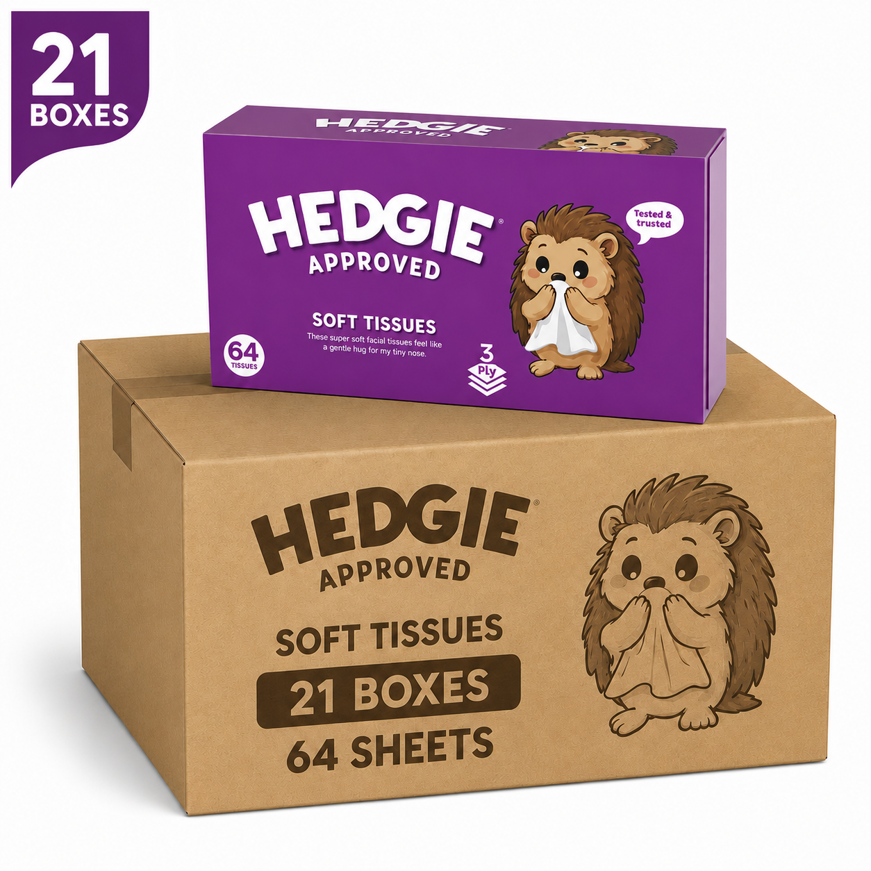 Hedgie Soft Facial Family Tissue 3ply Box