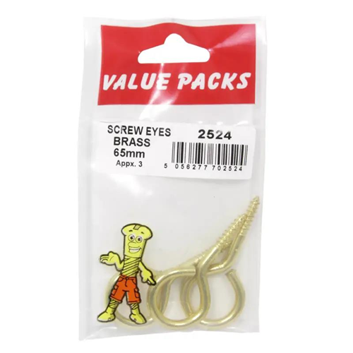 SCREW EYES Brass 65mm
