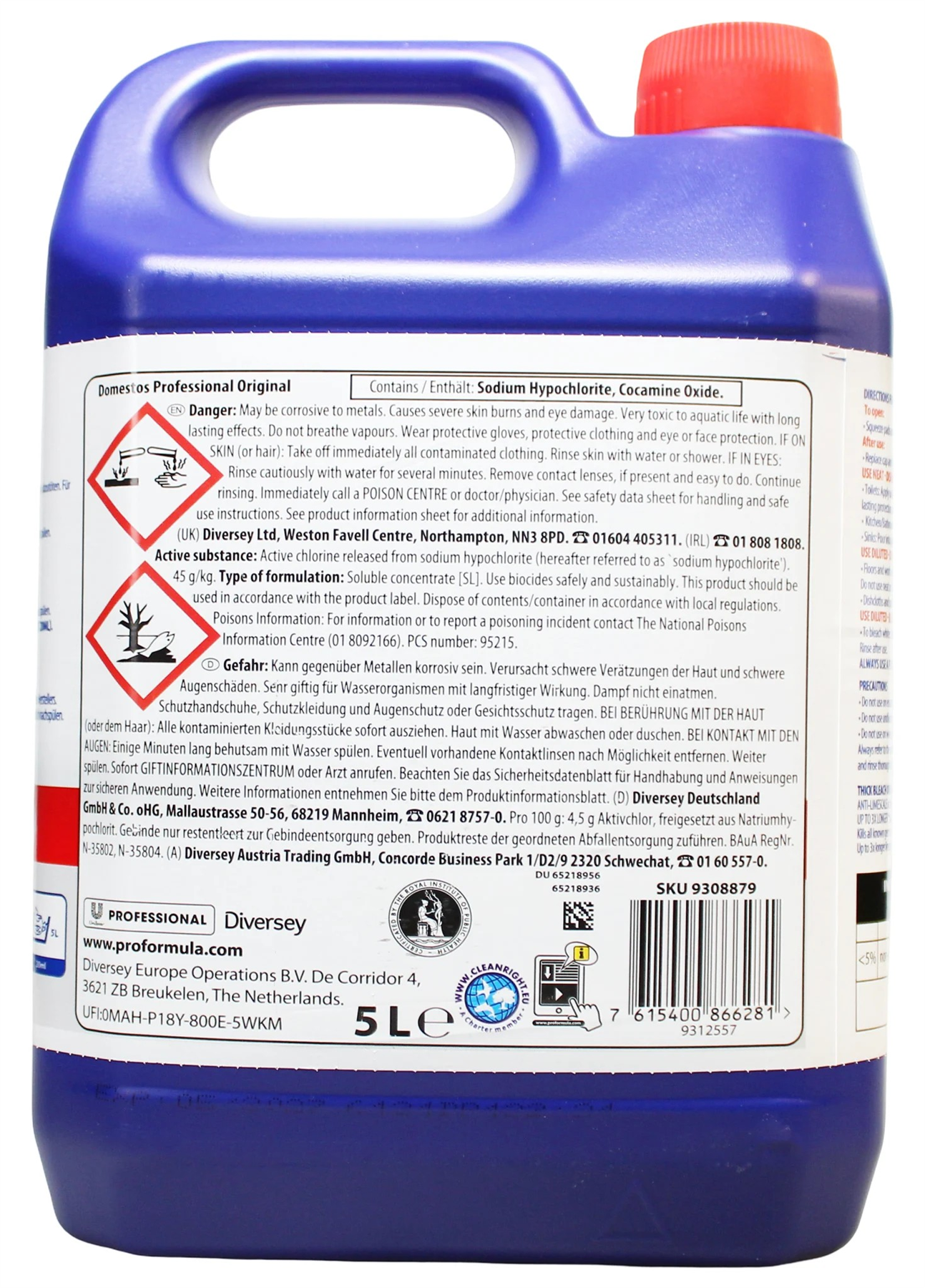 2 x Domestos Thick Bleach Germ Killer Extended Power 5L Limescale Prevention
