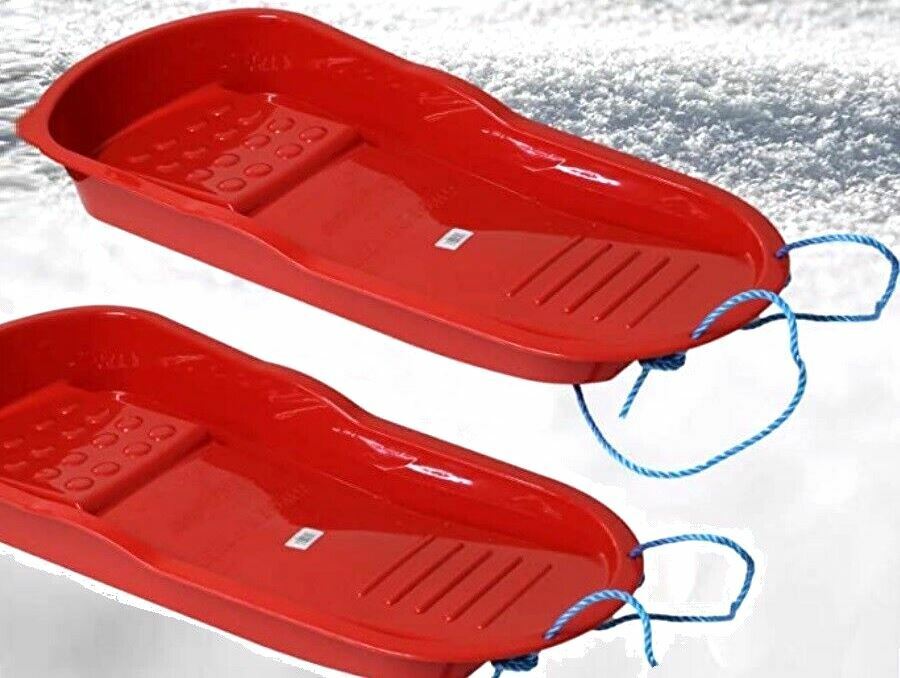 TOBOGGAN SLEIGH SLED ROPE Sledge For Snow - Colour Red - Heavy Duty Durable - Adults and Children