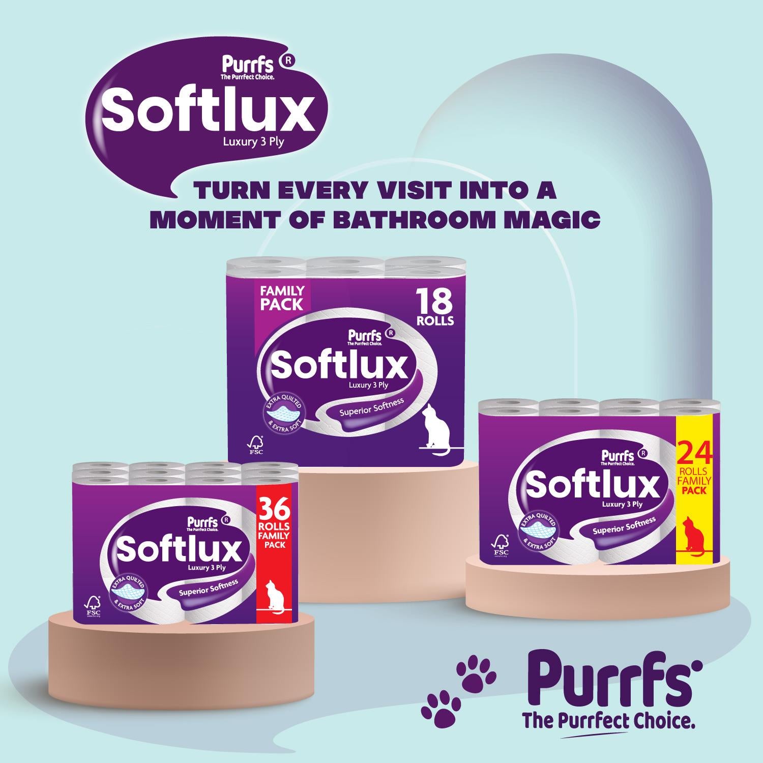 120 Rolls Softlux 3Ply Luxury Toilet Rolls (12 X 5) Quilted Embossed Soft Tissue