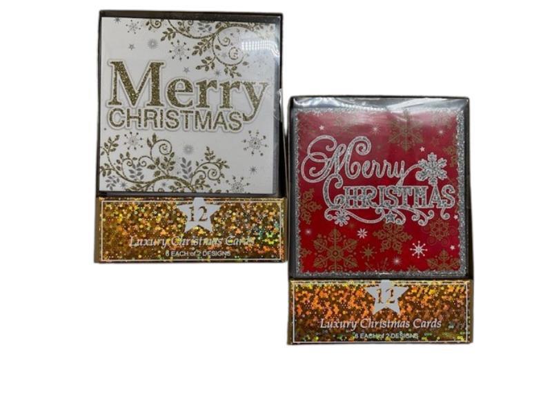 12PK Christmas Merry Cards Pack (Only one Card Will be Supplied)