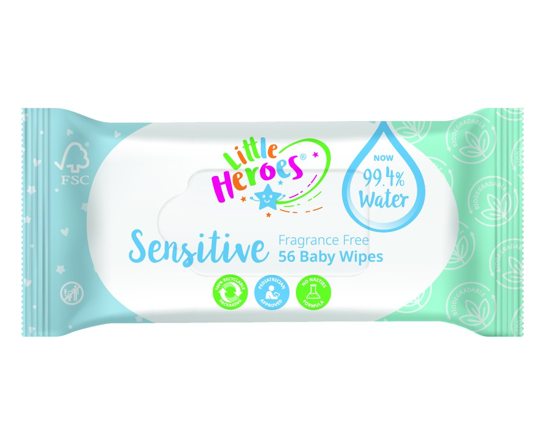 12 x Little Heroes Sensitive Fragrance Free 56 Wipes