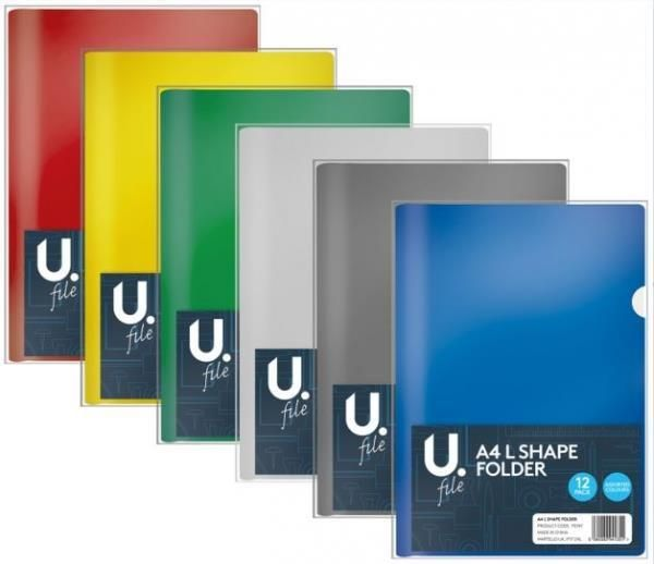 A4 L Shape Folder 12 Pack Assorted Colours