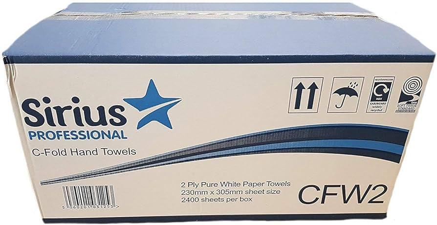  Sirius C-Fold White Hand Towels 2ply (2400 Sheets Per Case) - Premium Quality Tissue Online - Product Image