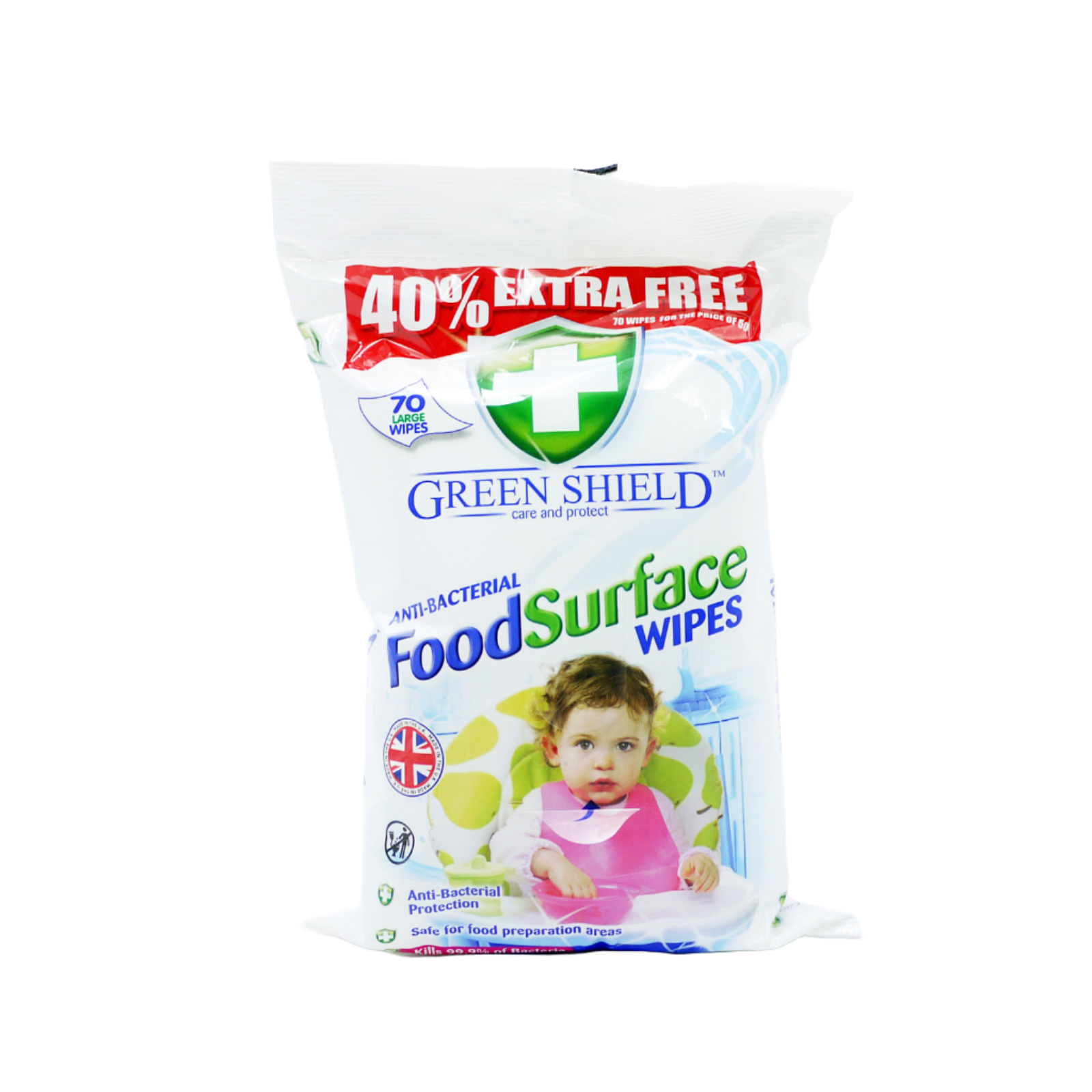  Green Shield Food Surface Wipes 70 Wipes 12 Packs - Premium Quality Tissue Online - Product Image