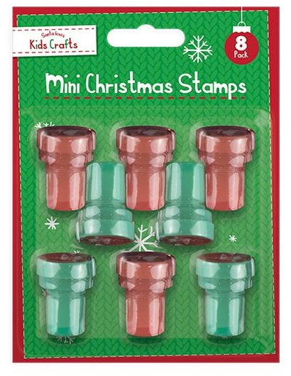 Christmas Stamps Mini With Christmas Motifs 8 Pieces Red & Green