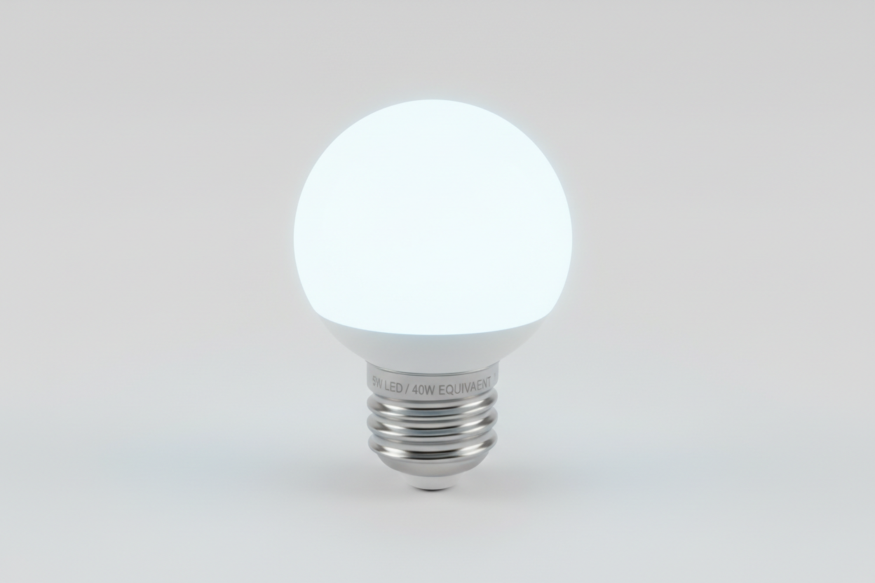 Led Small Screw Round Bulb 5W=40W Day Light Pearl
