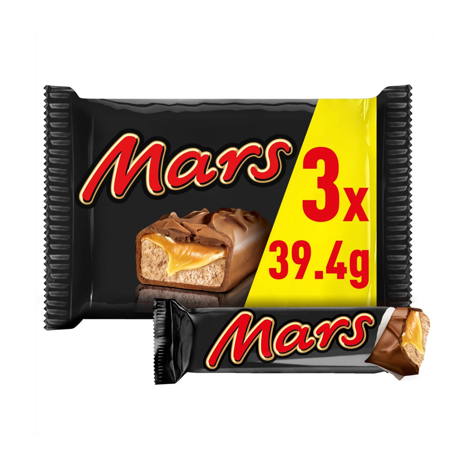 Mars Caramel, Nougat & Milk Chocolate Snack Bars Multipack 3 x 39.4g