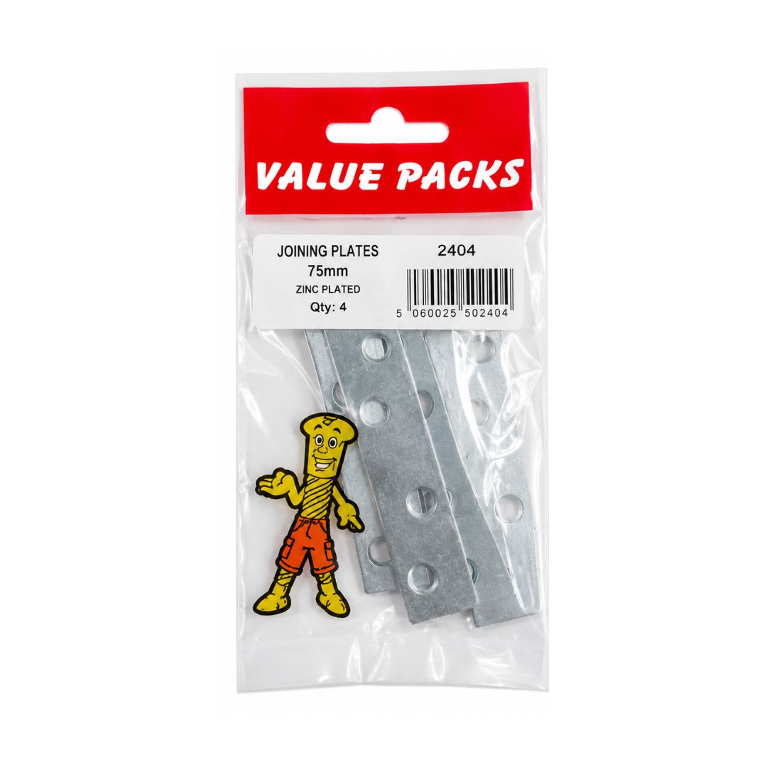 Value Pack 3'' 75mm Mending Plates Zinc 4 Per Pack