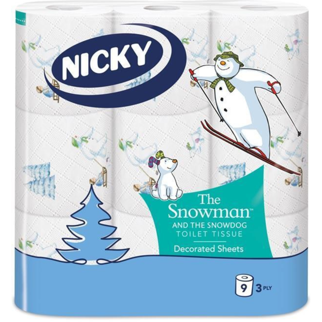 Nicky Snowman and the Snowdog 9 Pack Toilet Rolls 3 ply