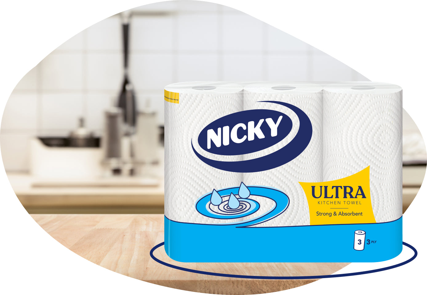 Nicky Elite 3 Pack Kitchen Roll 3ply