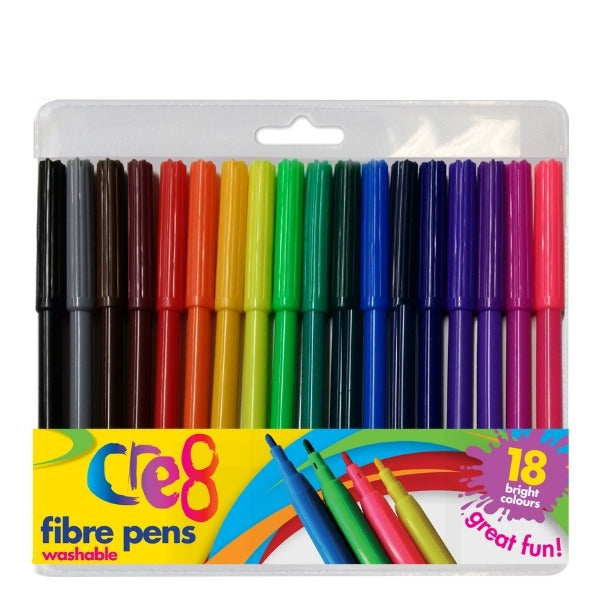 Cre8 Fibre Pens, 18 Colours