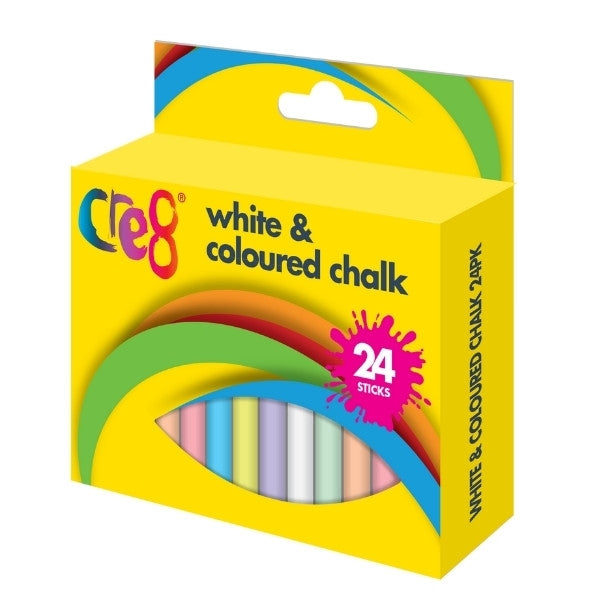 White Chalk & Coloured Chalk 24Pack