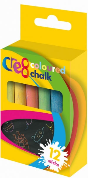 Cre8 Coloured Chalk Pack of 12 Assorted Colours