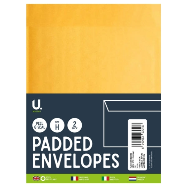 U Mailing Peel & Seal Padded Envelopes H Size 2 Pack