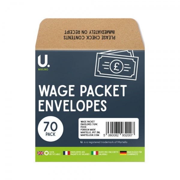 Wage Packet Envelopes 70 Pack