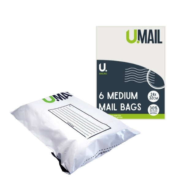 U. Mailing 6 Medium Mail Bags 24 x 32cm