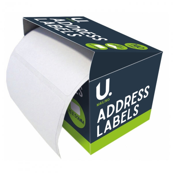 Self Adhesive Address Labels on Roll, 140 Labels 75x50mm