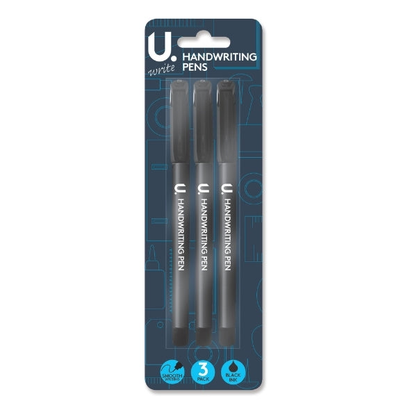 3 Pack Black Ink Handwriting Pens