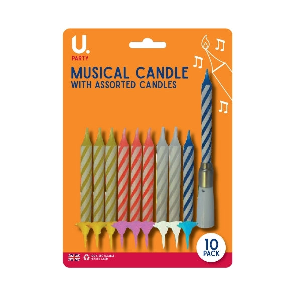 Musical Candle & Assorted Candles 10 Pack