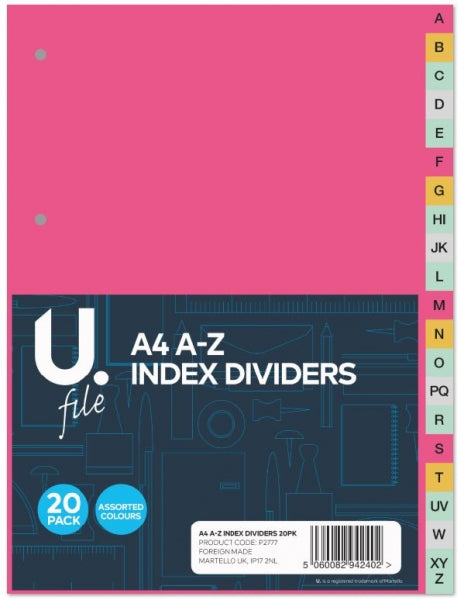A4 A-Z Index Dividers 20pk