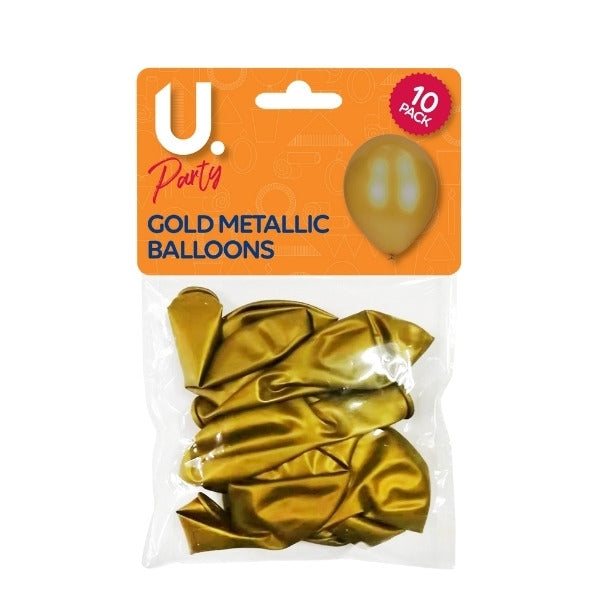 Gold Metallic Balloons 10pk