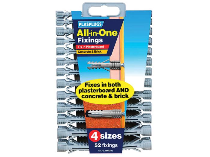 All in One Fixings Wall Plugs 4Sizes