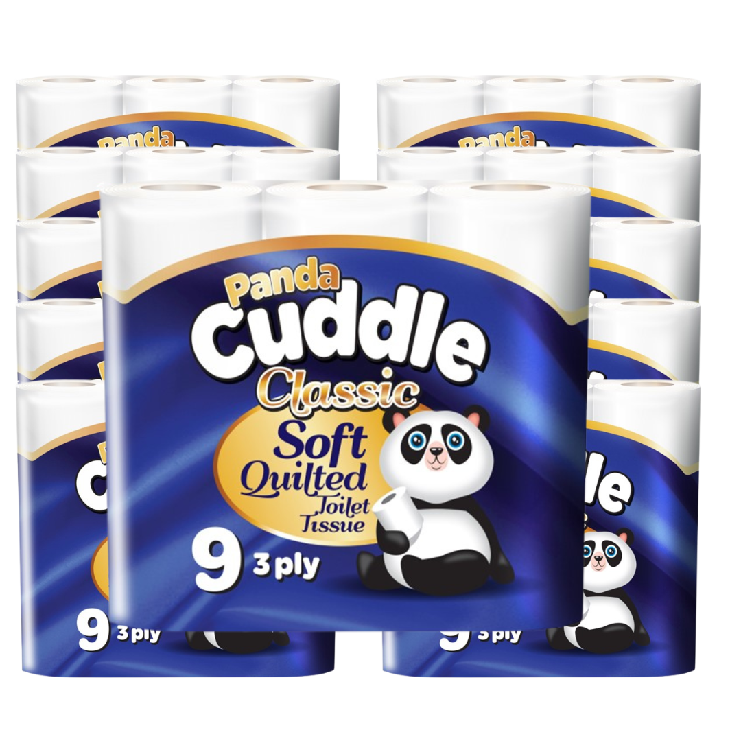 90 Rolls Panda Cuddle Classic Soft Quilted 3 Ply 160 Sheets Toilet Tissue Rolls