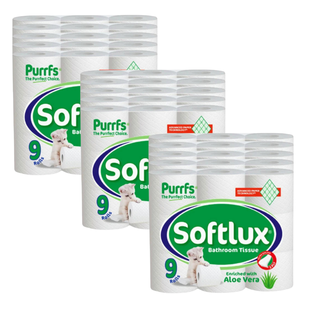 Softlux Purrfs Aloe Vera 3-Ply Toilet Rolls (180-Pack)