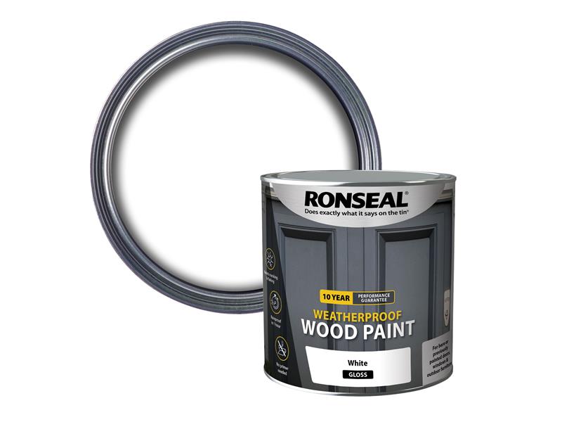 Ronseal 10 Year Weatherproof Gloss Wood Paint 2.5L / White