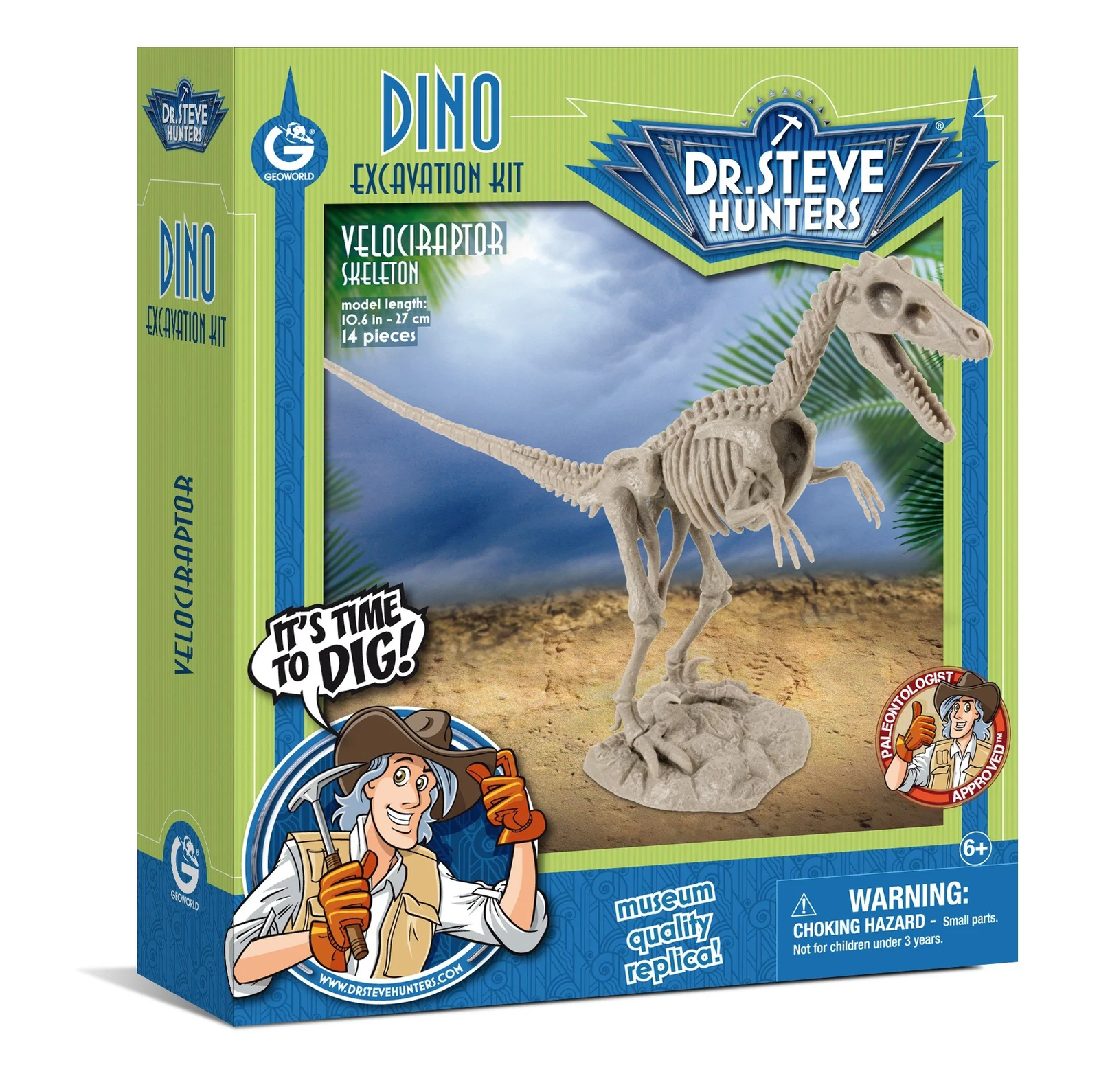 Dr. Steve Hunters Dinosaur Dig Excavation Kit Velociraptor 27 Pieces Toy