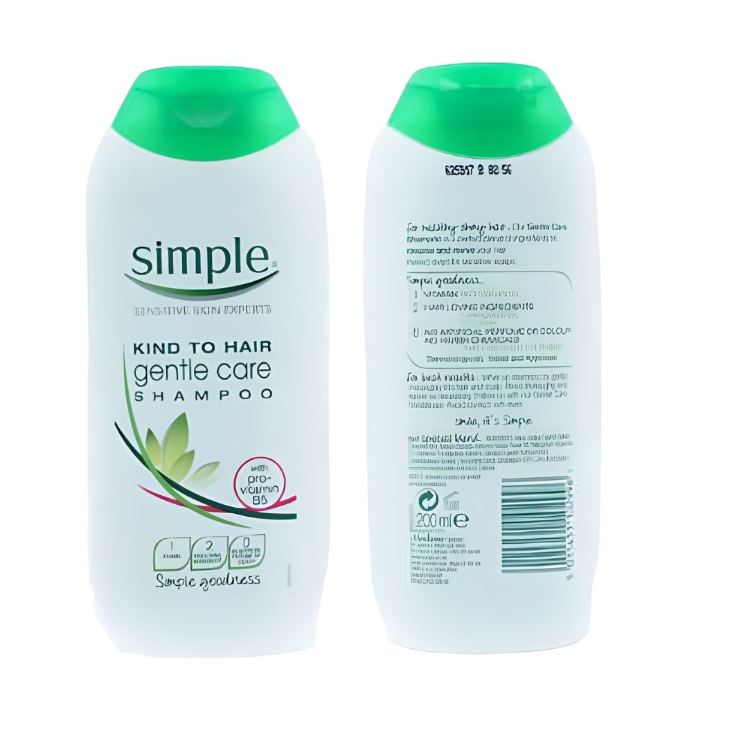 Simple Gentle Care Shampoo 200ml Mild Daily Cleanse for Sensitive Scalp & Soft Healthy Hair