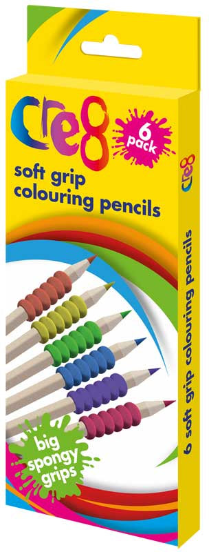 Soft Grip Colouring Pencils, 6 Colours