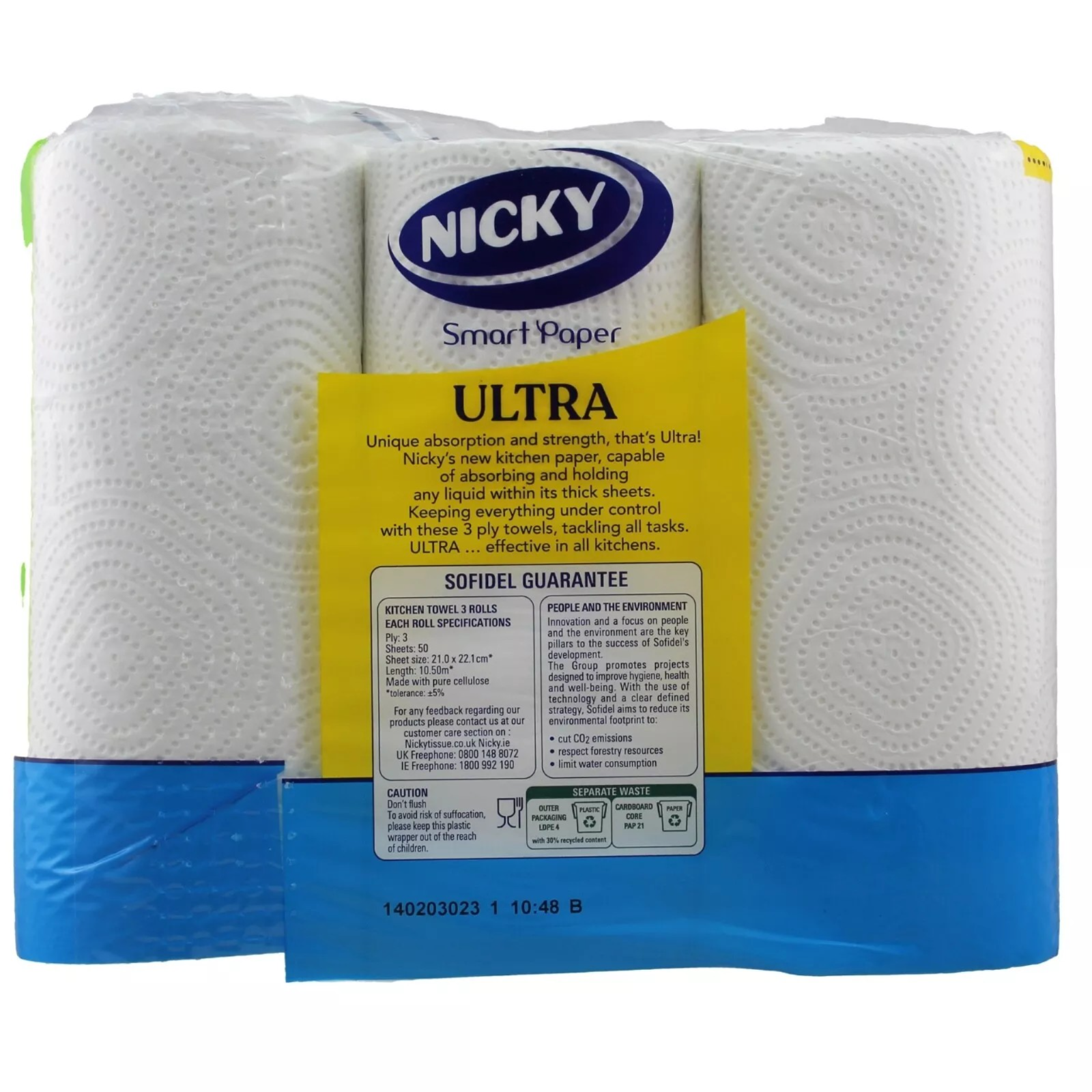 15 ROLLS X NICKY ULTRA ABSORBENT KITCHEN TOWELS / ROLL WHTIE