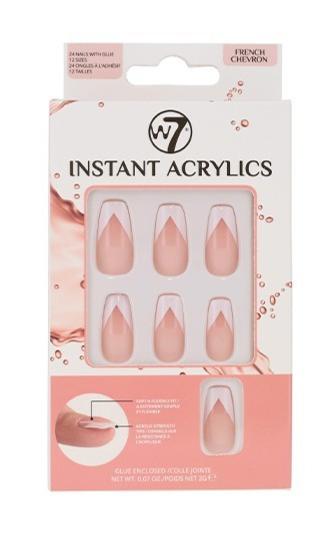 W7 Instant Acrylics -  Pink Ombre Long False Nails With Glue