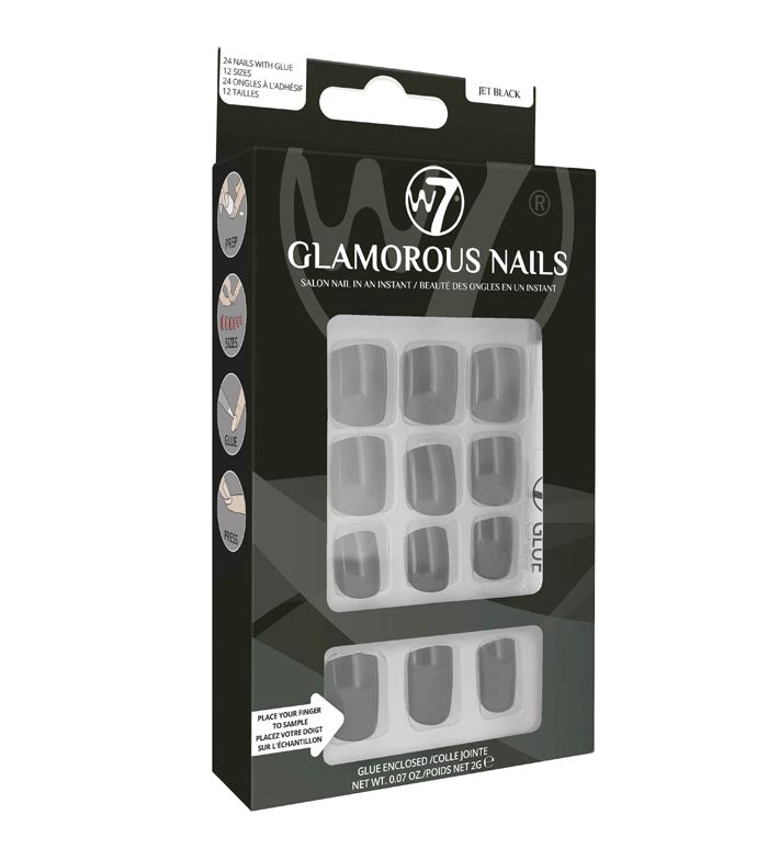 W7 Glamorous Nails - Jet Black 24s