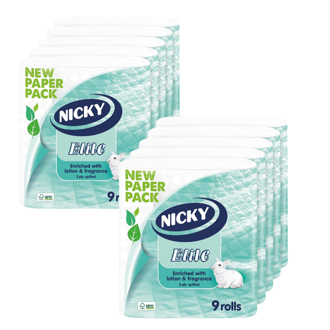 90 Nicky Elite 3ply Bathroom Luxury Toilet Roll Tissue Paper White Rolls