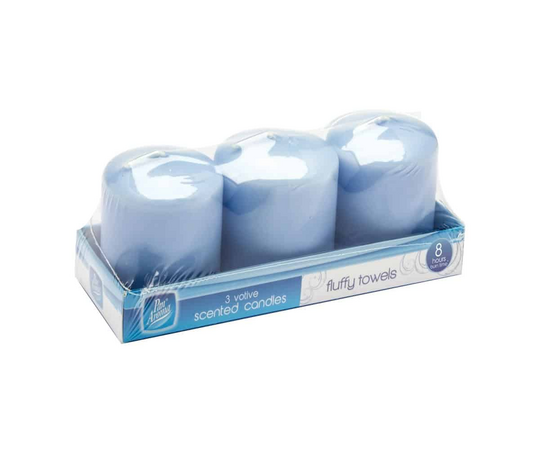 3 Votive Scented Candles Fluffy Towels