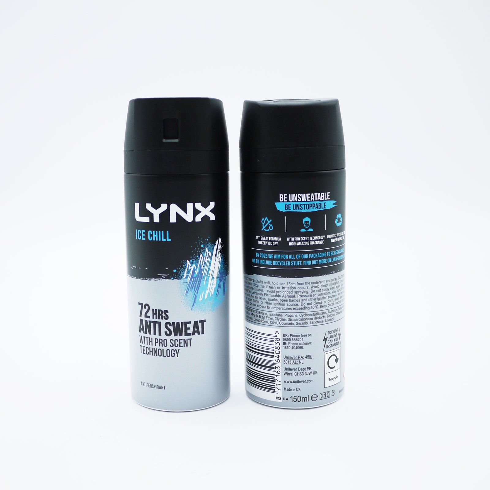 Buy LYNX Ice Chill 72hrs Anti Sweat 150ml - Premium Quality Toiletries Online - Product Image