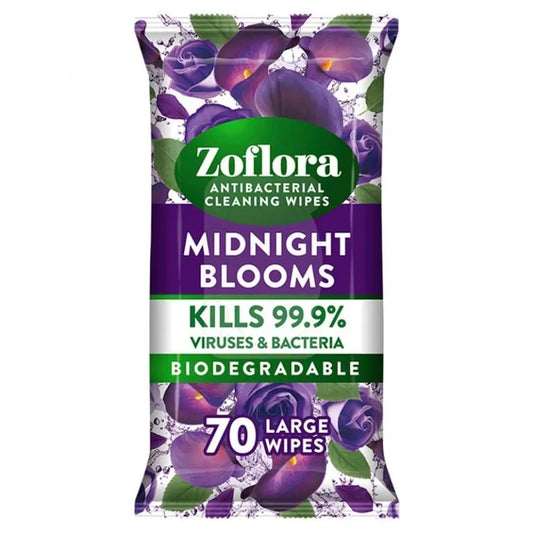ZOFLORA Antibacterial Multisurface 70 Large Cleaning Wipes Midnight Blossom