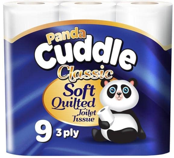 90 Rolls Panda Cuddle Classic Soft Quilted 3 Ply 160 Sheets Toilet Tissue Rolls