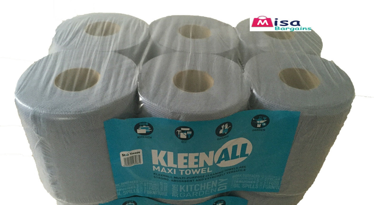 6 x Blue Centre feed Rolls 2ply Wiper Paper Towel Kitchen Roll 2 ply Tissue