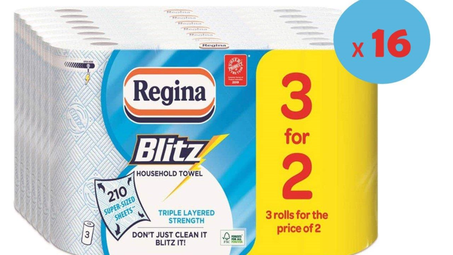 48 Regina Blitz 3 Ply Kitchen Towel Paper Rolls