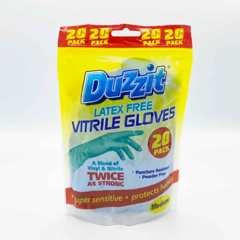 Duzzit Latex Free Vitrile Gloves Medium 20pk
