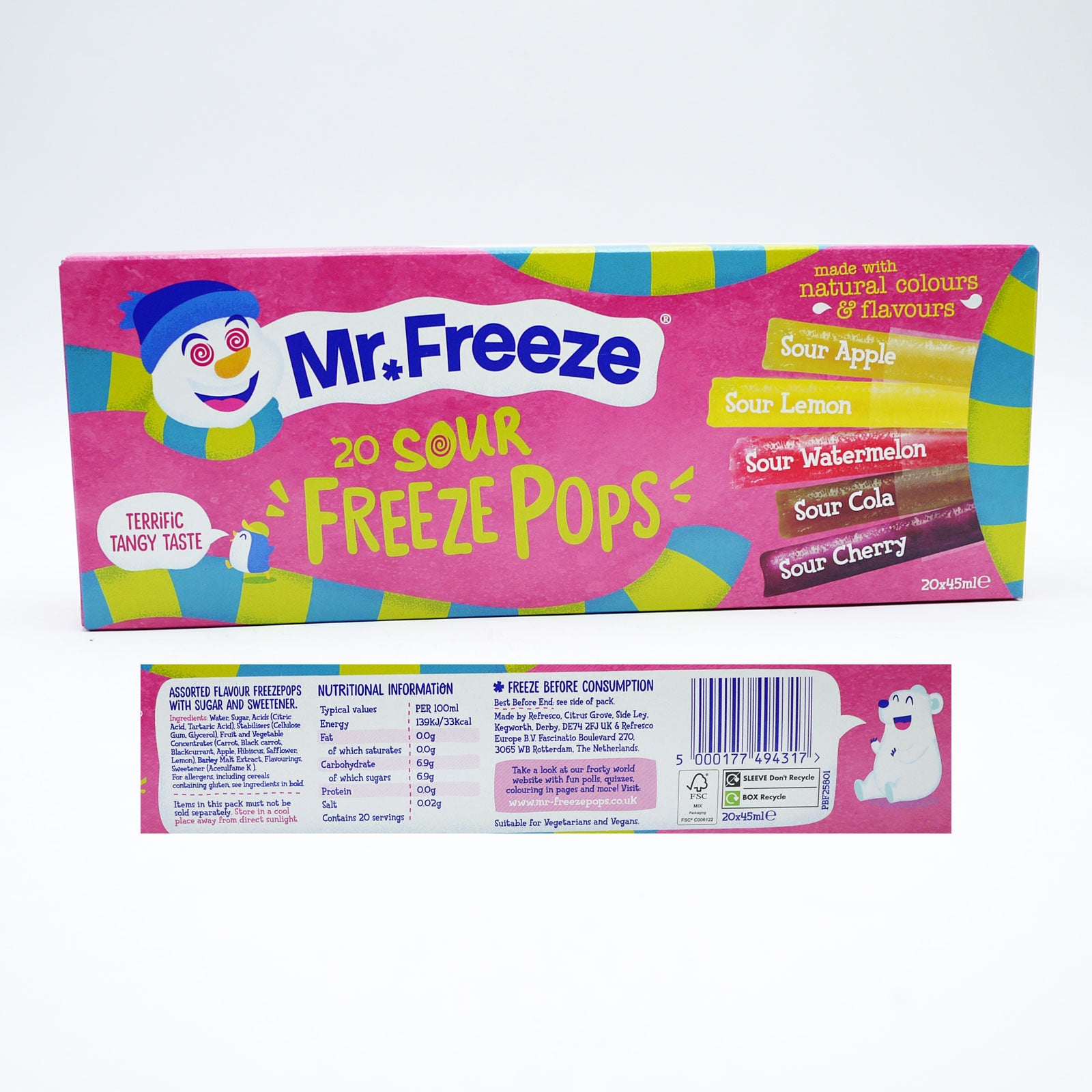 Mr Freeze 20 Sour Freeze Pops 20 x 45ml
