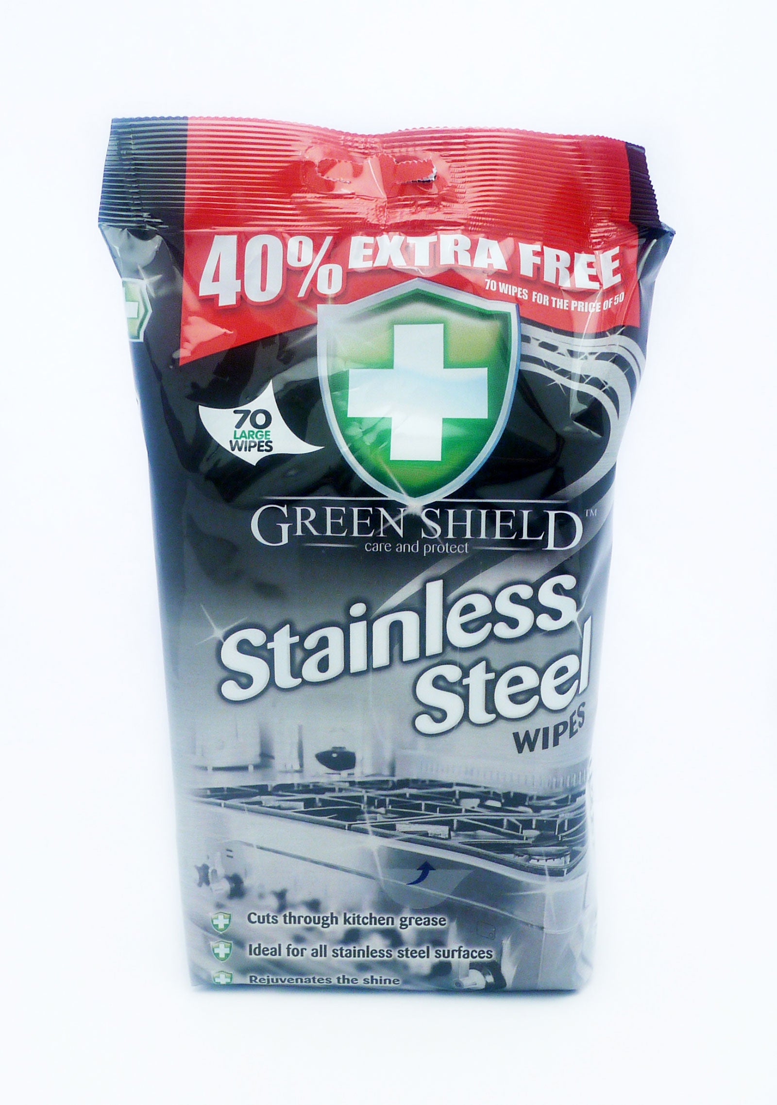 GREENSHIELD STAINLESS STEEL WIPES 12 PACK