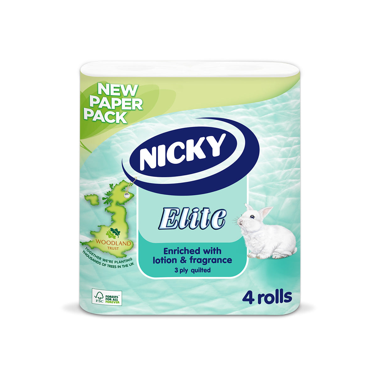 40 Rolls Nicky Elite 3Ply Luxury Toilet Tissue White