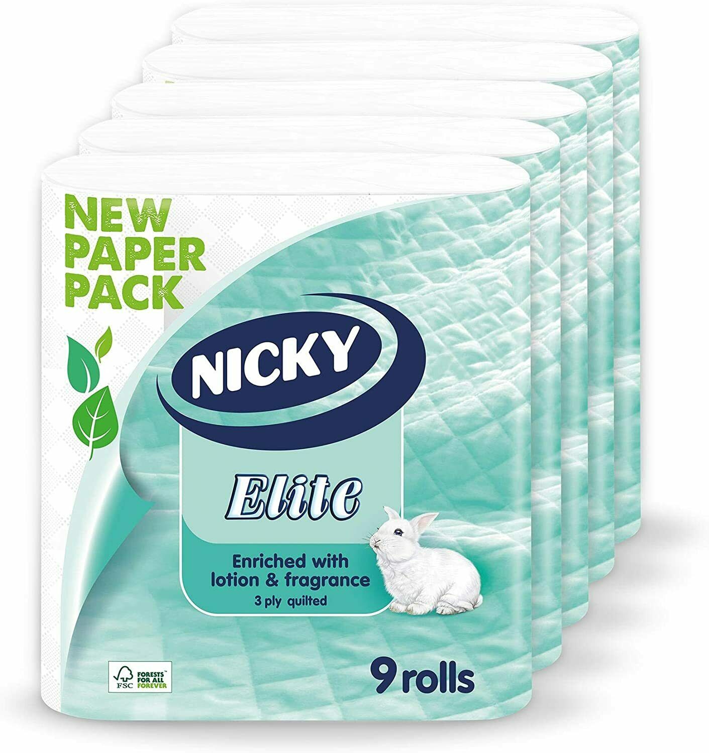 45 Nicky Elite 3ply Bathroom Luxury Toilet Roll Tissue Paper White Rolls 3 ply