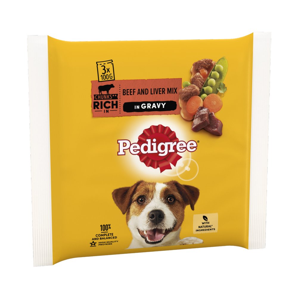 Pedigree Beef and Vegetable in Gravy Dog Food Pouches 3 X 100g